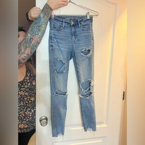 American eagle skinny jeans/jeggings, high waisted ripped jeans